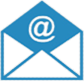 blue envelope with @ symbol in the middle